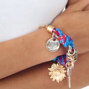 New ZARA Colored Knotted cord bracelet with charms